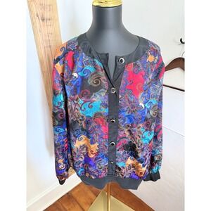 Vintage Notations Top  Womens 18W Paisley Satin Blouson Statement 90s
